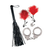 Bondage by Nasstoys Whip & Cuff Set - Red - Bondage Blindfolds & Restraints