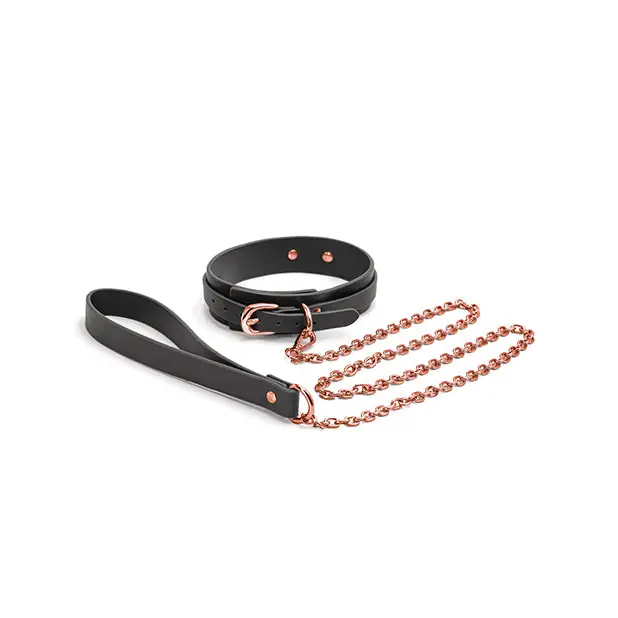Bondage Couture Collar & Leash - Black - Bondage Blindfolds & Restraints