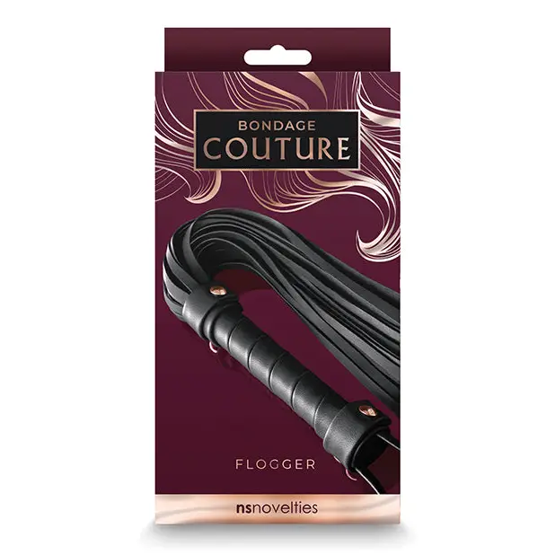 Bondage Couture Flogger - Black - Bondage Blindfolds & Restraints