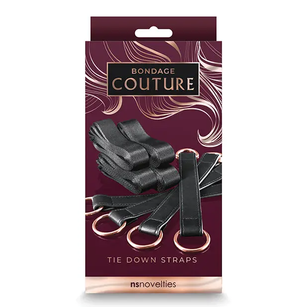 Bondage Couture Tie Down Straps - Black - Bondage Blindfolds & Restraints