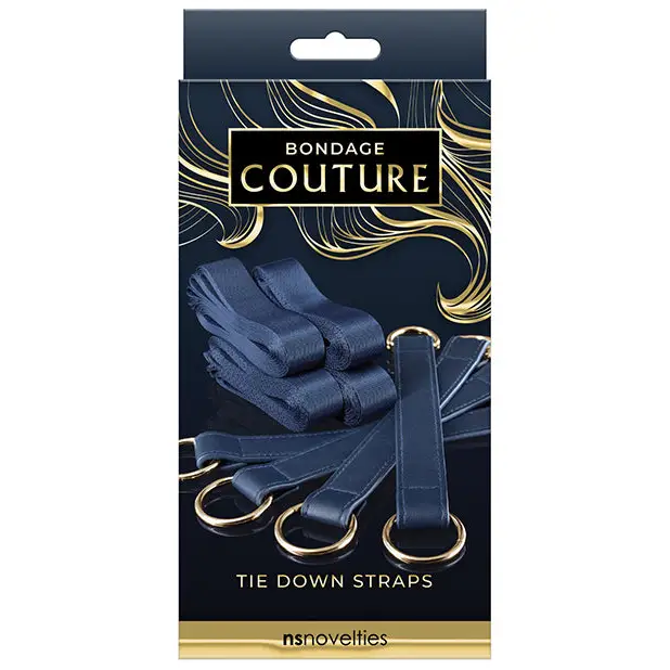 Bondage Couture Tie Down Straps - Blue - Bondage Blindfolds & Restraints