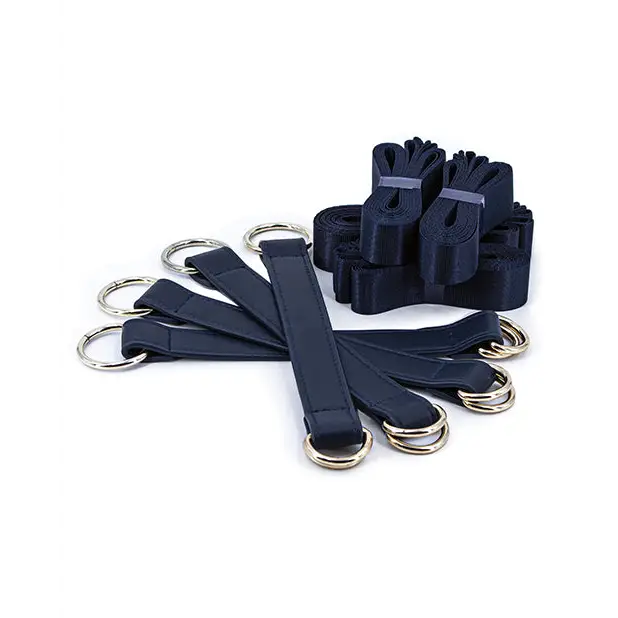 Bondage Couture Tie Down Straps - Blue - Bondage Blindfolds & Restraints