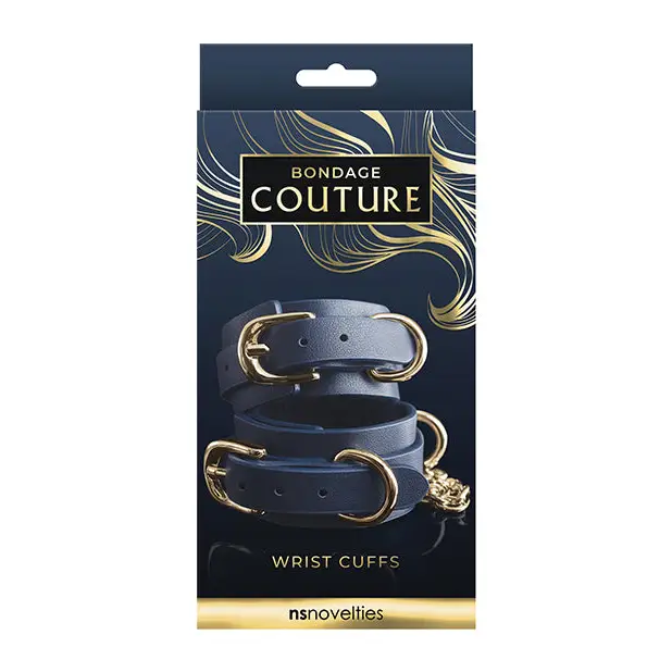 Bondage Couture Vinyl Wrist Cuff - Blue - Bondage Blindfolds & Restraints