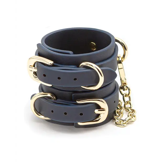 Bondage Couture Vinyl Wrist Cuff - Blue - Bondage Blindfolds & Restraints