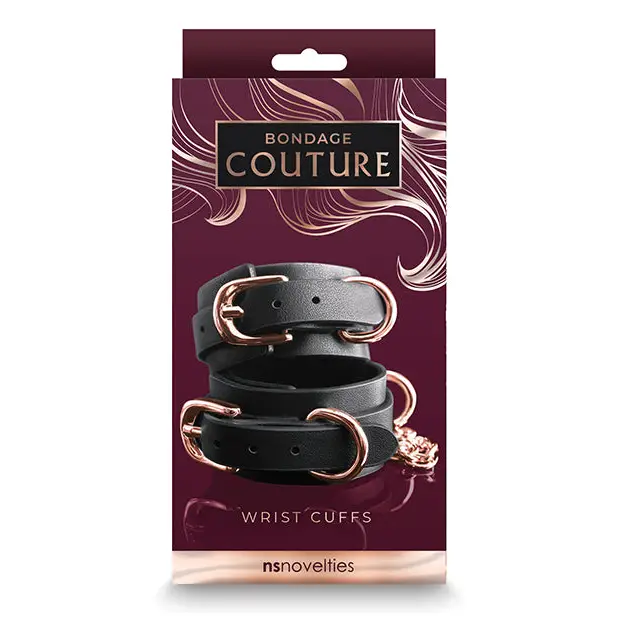 Bondage Couture Wrist Cuffs - Black - Bondage Blindfolds & Restraints