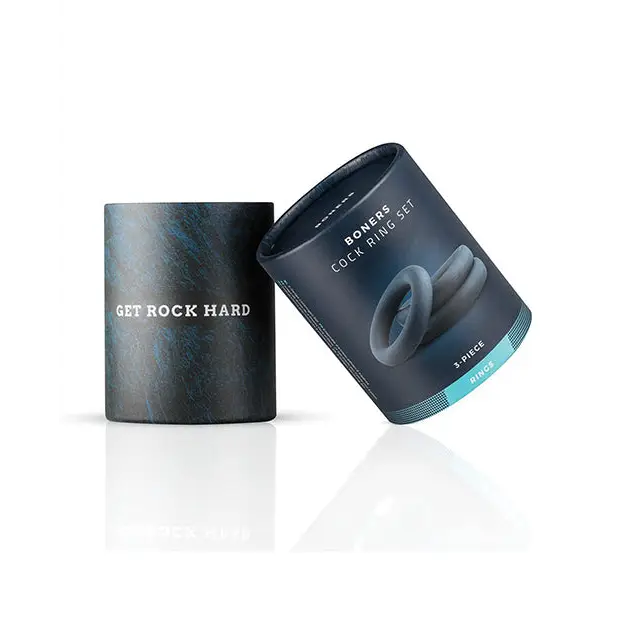 Boners 3 Pc Cock Ring Set - Black - Penis Enhancement