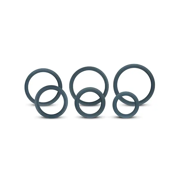 Boners 6 Pc Wide Cock Ring Set - Black - Penis Enhancement