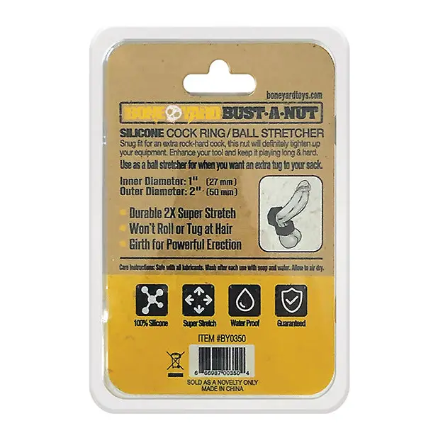 Boneyard Bust a Nut Cock Ring - Black - Gay & Lesbian Products
