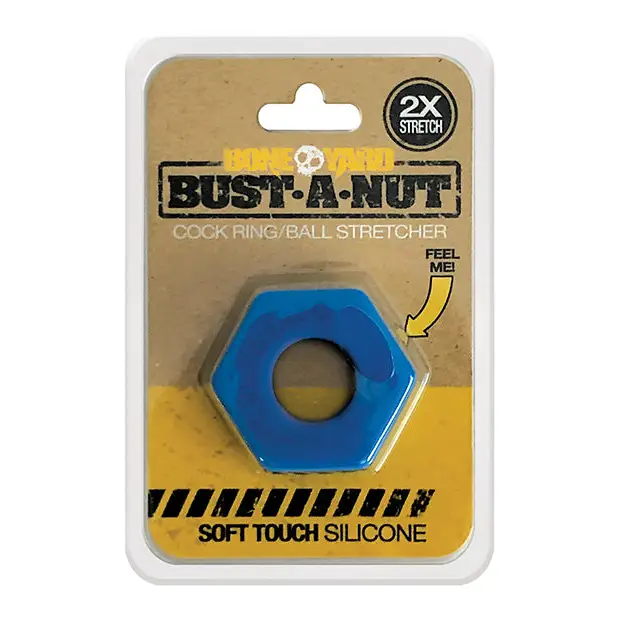 Boneyard Bust a Nut Cock Ring - Blue - Gay & Lesbian Products