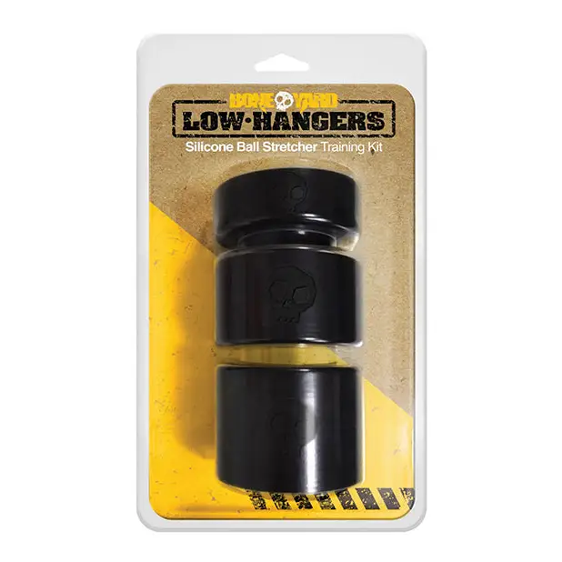 Boneyard Low Hangers Silicone Ball Stretcher Training Kit - Black - Gay & Lesbian Products