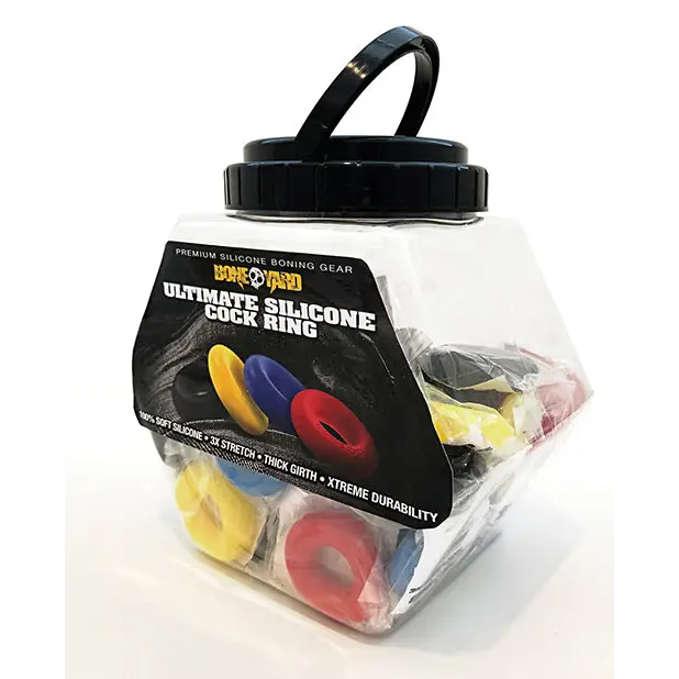 Boneyard Ultimate Silicone Cock Ring Fishbowl - Asst. Colors Bowl of 50 - Gay & Lesbian Products