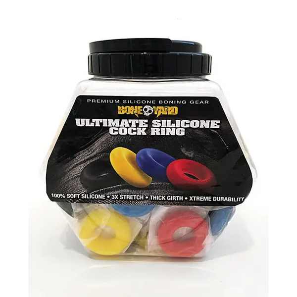 Boneyard Ultimate Silicone Cock Ring Fishbowl - Asst. Colors Bowl of 50 - Gay & Lesbian Products