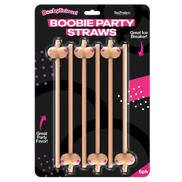 Booby Straws - Flesh Pack of 6 - Bachelorette & Party Supplies
