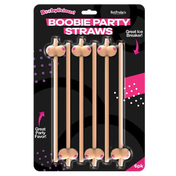 Booby Straws - Flesh Pack of 6 - Bachelorette & Party Supplies