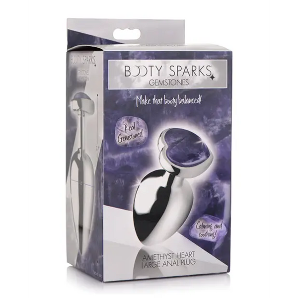 Booty Sparks Gemstones Amethyst Heart Anal Plug - Large - Anal Products