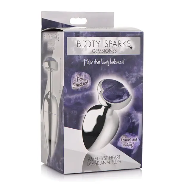 Booty Sparks Gemstones Amethyst Heart Anal Plug - Large - Anal Products