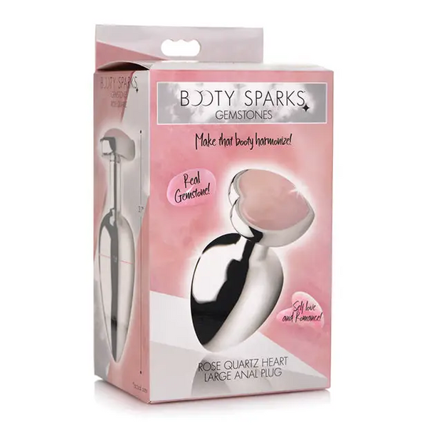 Booty Sparks Gemstones Rose Quartz Heart Anal Plug - Large - Anal Products