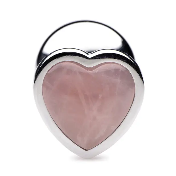 Booty Sparks Gemstones Rose Quartz Heart Anal Plug - Large - Anal Products