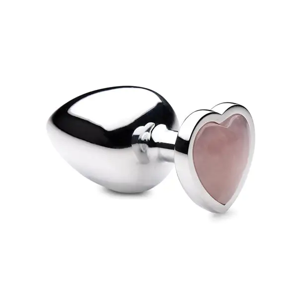 Booty Sparks Gemstones Rose Quartz Heart Anal Plug - Large - Anal Products