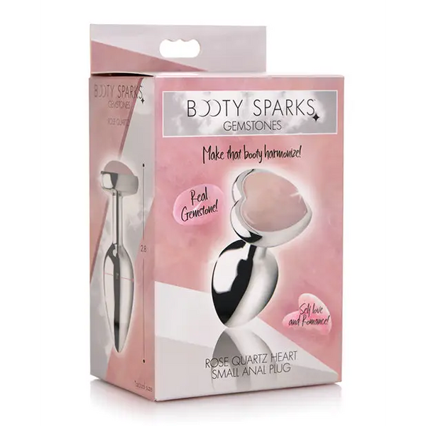 Booty Sparks Gemstones Rose Quartz Heart Anal Plug - Small - Anal Products