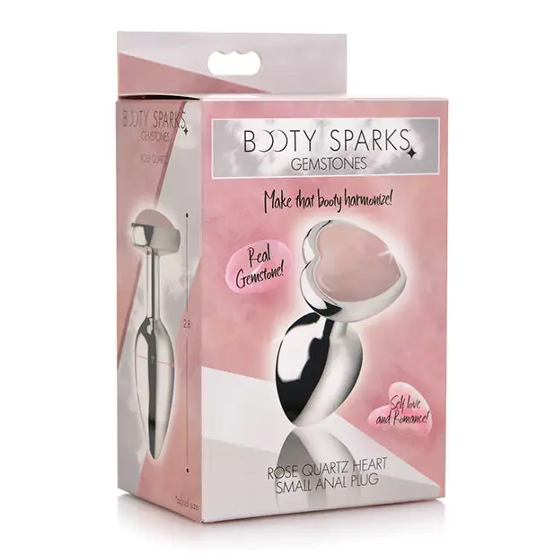 Booty Sparks Gemstones Rose Quartz Heart Anal Plug - Small - Anal Products