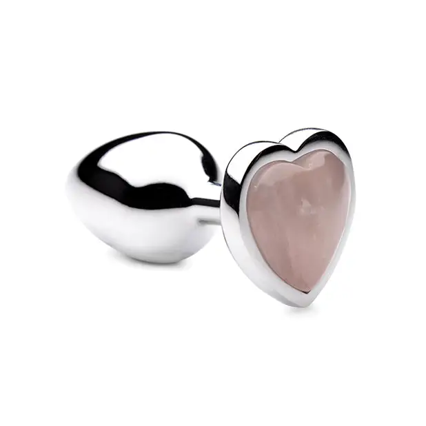 Booty Sparks Gemstones Rose Quartz Heart Anal Plug - Small - Anal Products