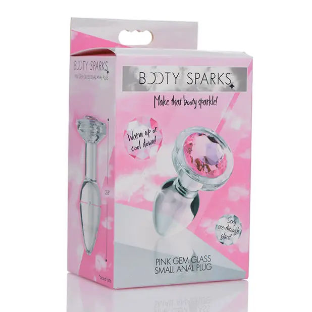 Booty Sparks Pink Gem Glass Anal Plug - Small - Anal Products