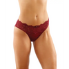 Bottoms Up Ivy Eyelash Lace Panty w/Criss Cross Back & Bow Trims Garnet S/M - Lingerie - Packaged