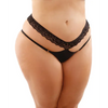 Bottoms Up Ren Microfiber Bikini Panty w/Lace Waist Black QN - Lingerie - Plus/Queen - Packaged