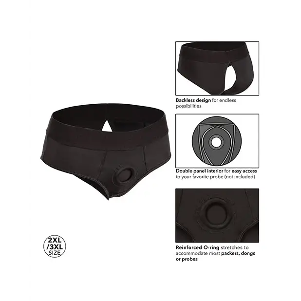 Boundless Backless Brief 2XL/3XL - Black - Strap Ons