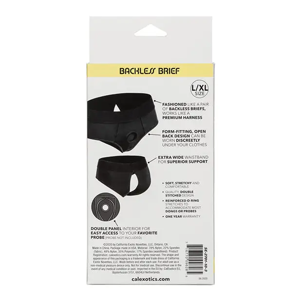 Boundless Backless Brief L/XL - Black - Strap Ons