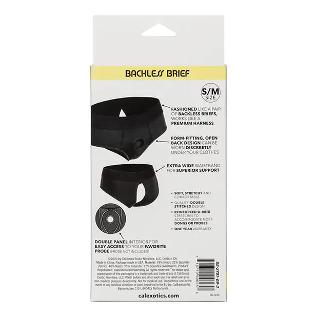 Boundless Backless Brief S/M - Black - Strap Ons