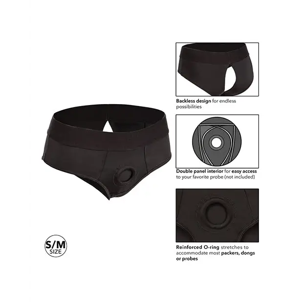 Boundless Backless Brief S/M - Black - Strap Ons
