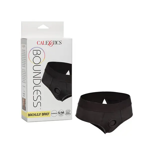Boundless Backless Brief S/M - Black - Strap Ons