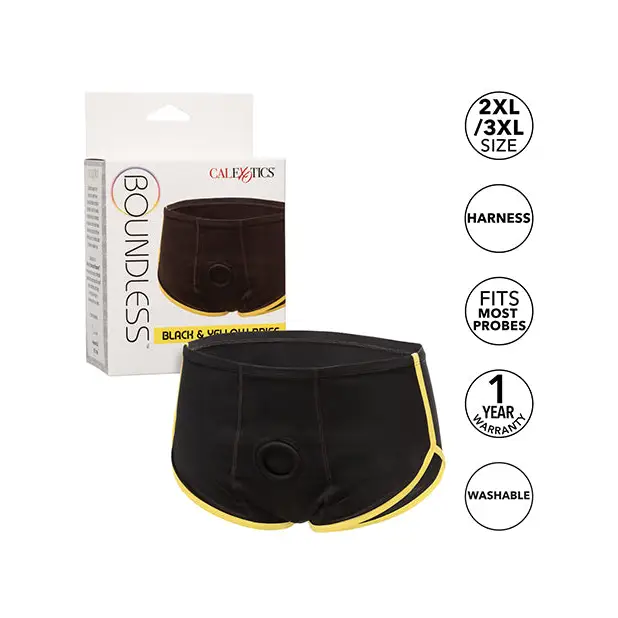 Boundless Boxer Brief - Black/Yellow 2XL/3XL - Strap Ons