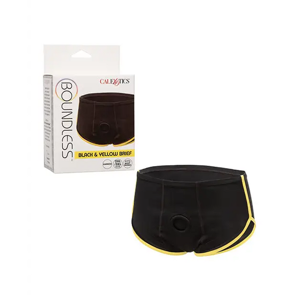 Boundless Boxer Brief - Black/Yellow 2XL/3XL - Strap Ons