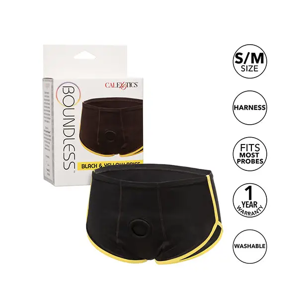 Boundless Boxer Brief - Black/Yellow S/M - Strap Ons