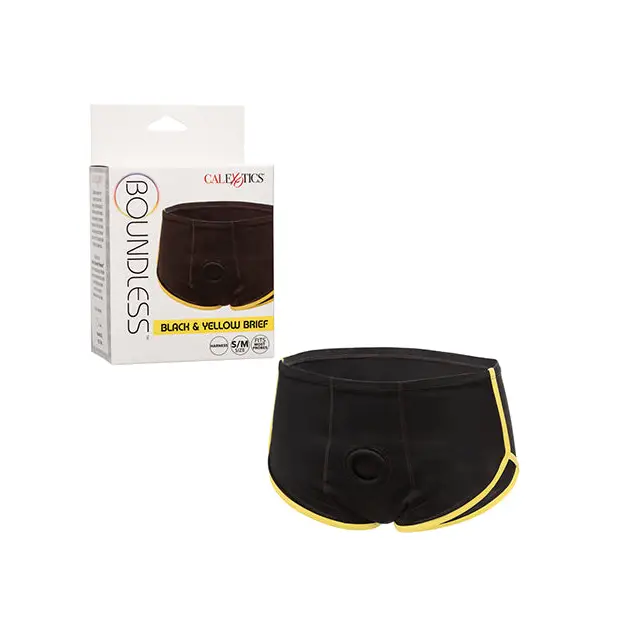 Boundless Boxer Brief - Black/Yellow S/M - Strap Ons