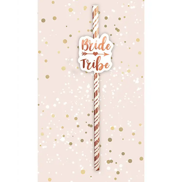 Bride Tribe Straws - Rose Gold Pack of 6 - Bachelorette & Party Supplies