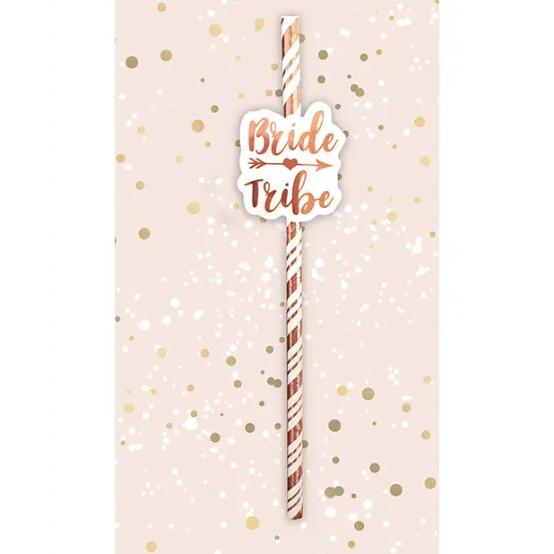 Bride Tribe Straws - Rose Gold Pack of 6 - Bachelorette & Party Supplies