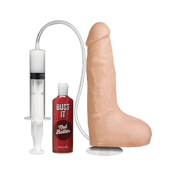 Bust It Squirting Realistic Cock w/1 oz Nut Butter - Flesh - Dongs & Dildos