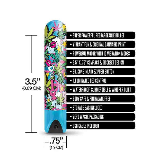 Buzzed 3.5’’ Rechargeable Bullet - Stoner Chick Blue - Stimulators