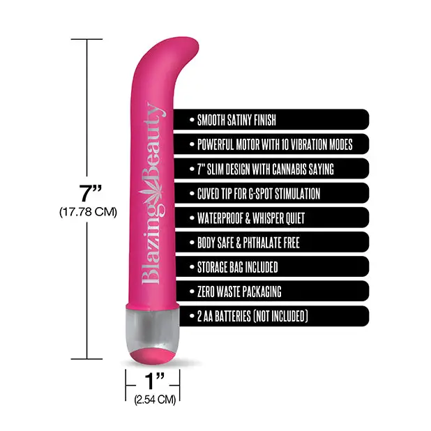 Buzzed 7’’ G-Spot Vibe - Blazing Beauty Pink - Vibrators