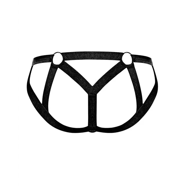 Cage Matte Strappy Ring Jock Black L/XL - Lingerie - Packaged