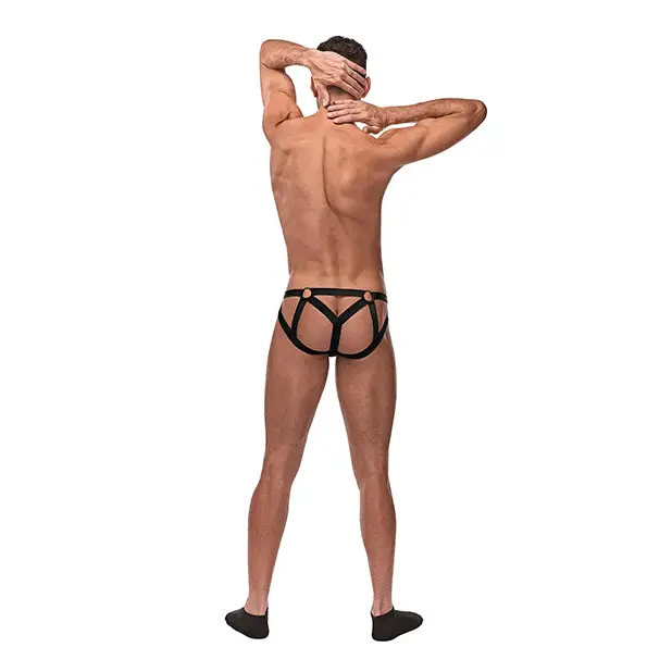Cage Matte Strappy Ring Jock Black S/M - Lingerie - Packaged
