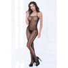 Cami Fishnet Bodystocking w/Side Strappy Detail Black O/S - Lingerie - Packaged