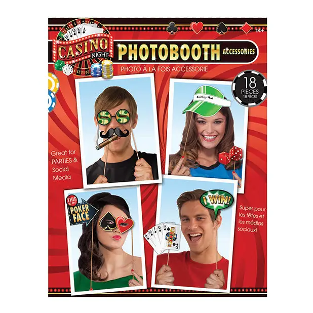 Casino Photo Booth Prop Kit - Set of 18 pc - Bachelorette & Party Supplies