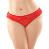 Cassia Crotchless Lace & Mesh Panty Red QN - Lingerie - Plus/Queen - Hanging
