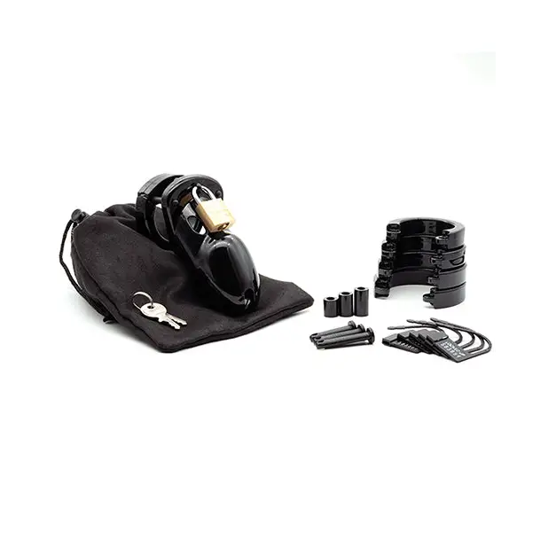 CB-3000 3’’ Cock Cage & Lock Set - Black - Bondage Blindfolds & Restraints