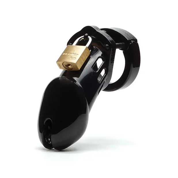 CB-6000 3 1/4’’ Cock Cage & Lock Set - Black - Bondage Blindfolds & Restraints